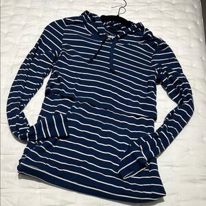 LATCHED MAMA Navy and White Striped Hoodie - maternity/nursing - XS